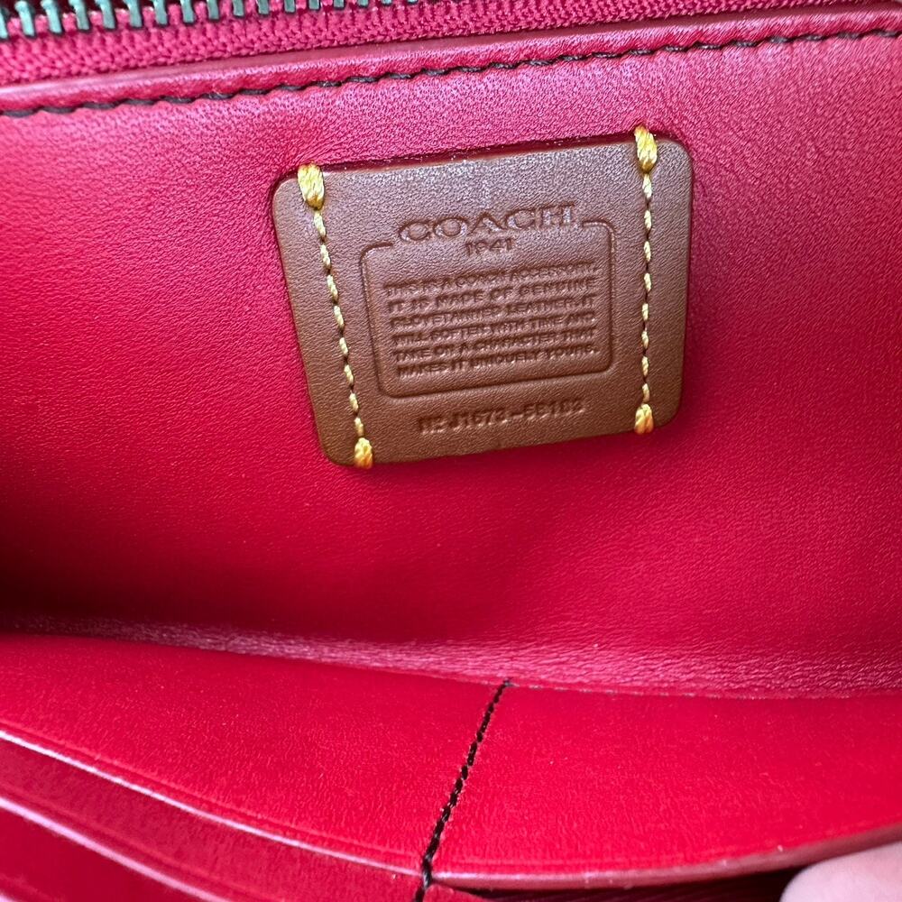 Coach Wallet Coupe Car Accordion Leather Zip Around Clutch Black Sequin - Picture 3 of 9